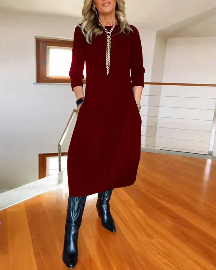 Hot Sale 52% OffLong Sleeve Round Neck Dress