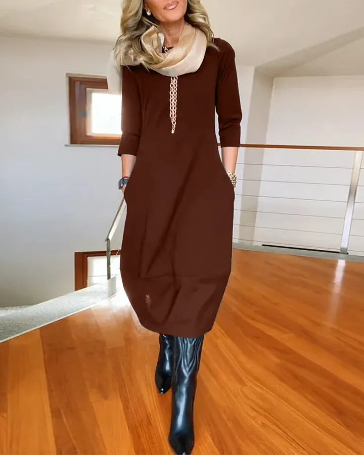 Hot Sale 52% OffLong Sleeve Round Neck Dress