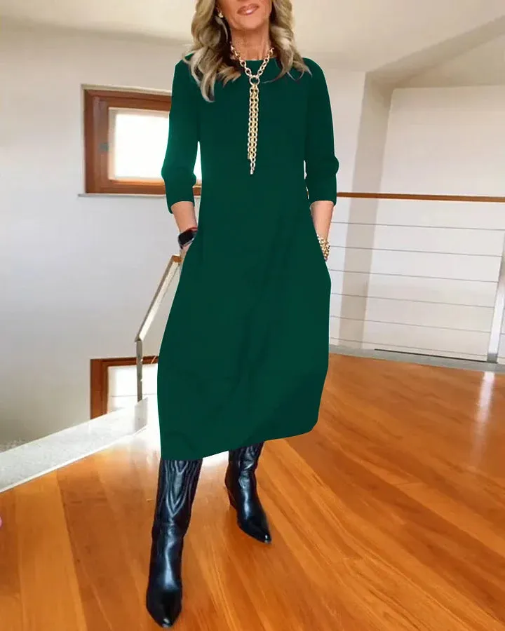 Hot Sale 52% OffLong Sleeve Round Neck Dress