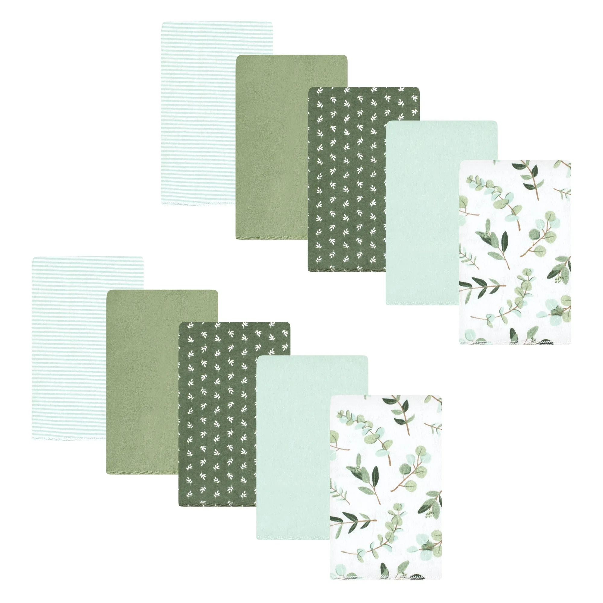 Hudson Baby Cotton Flannel Burp Cloths, Eucalyptus 10-Pack