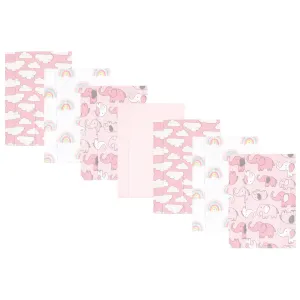 Hudson Baby Cotton Flannel Burp Cloths, Girl New Elephant 7-Pack
