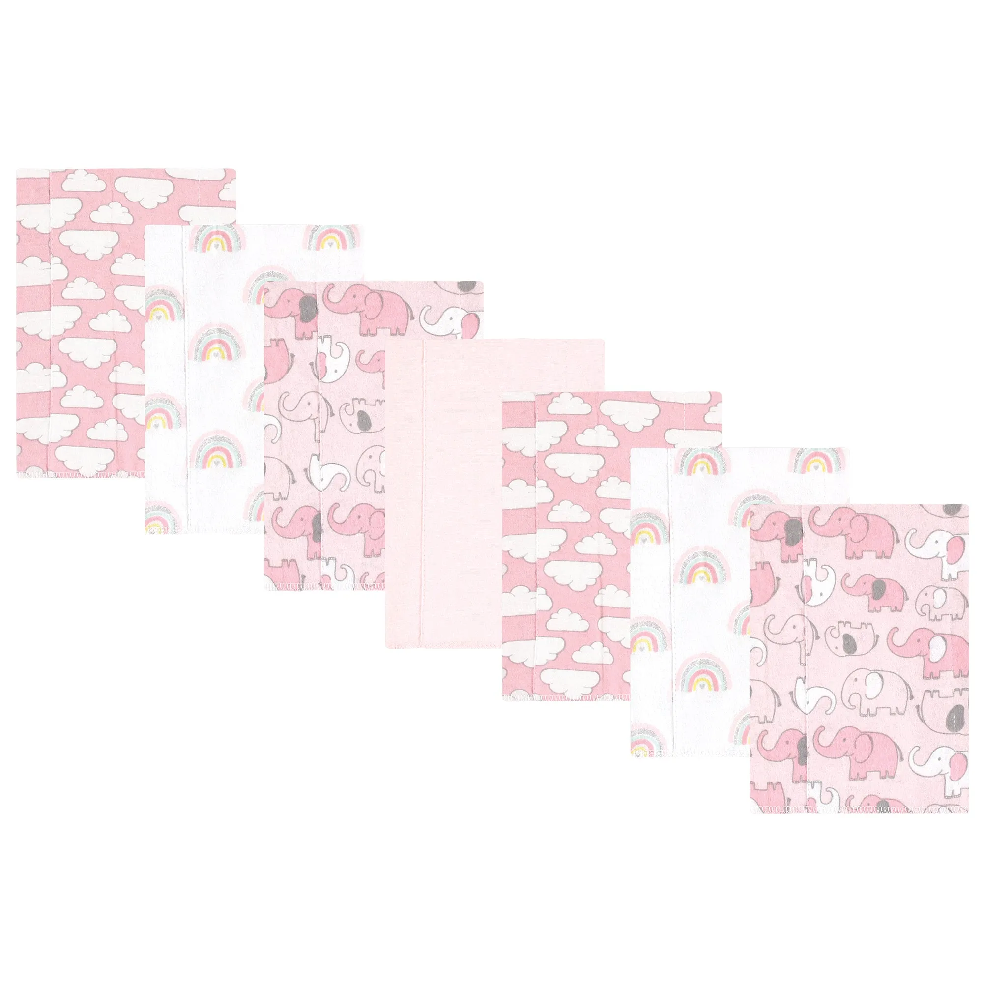 Hudson Baby Cotton Flannel Burp Cloths, Girl New Elephant 7-Pack