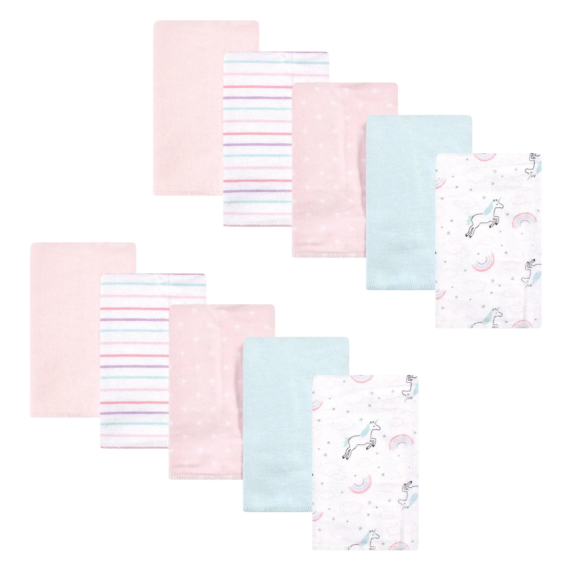 Hudson Baby Cotton Flannel Burp Cloths, Glitter Unicorn