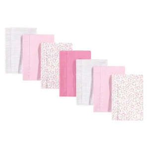 Hudson Baby Cotton Flannel Burp Cloths, Pink Peony