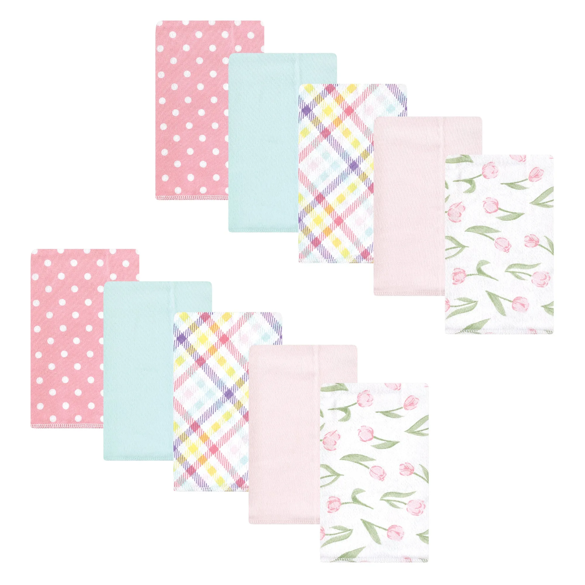Hudson Baby Cotton Flannel Burp Cloths, Pink Tulips