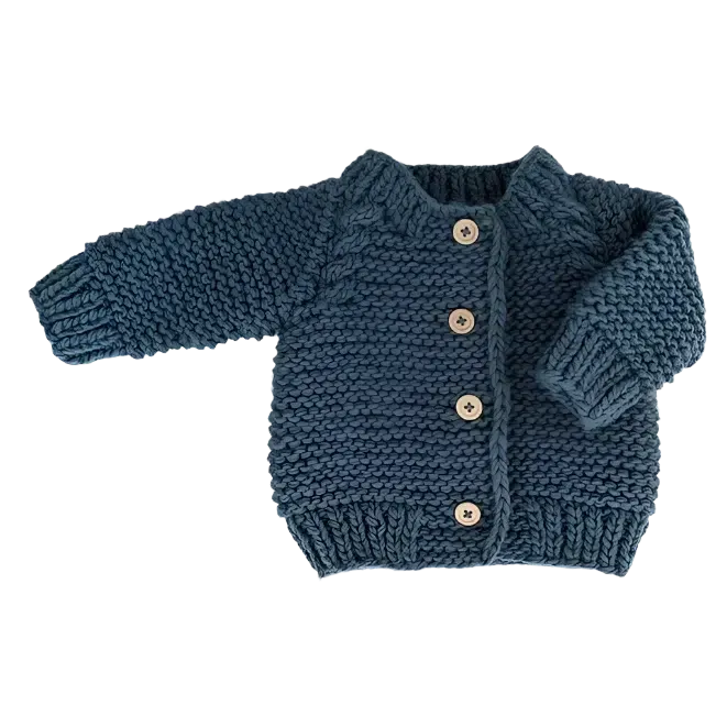 Huggalugs - Garter Stitch Cardigan Sweater - Slate