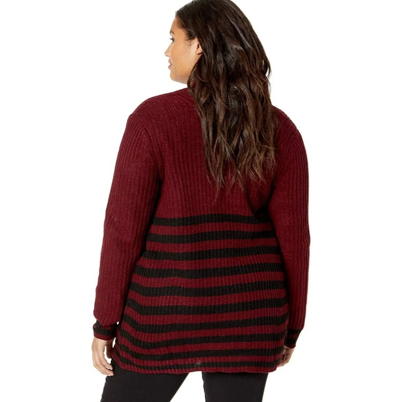 Jason Maxwell Striped Cardigan Deep Wine