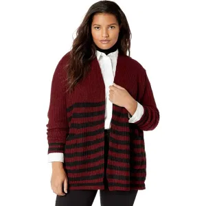 Jason Maxwell Striped Cardigan Deep Wine