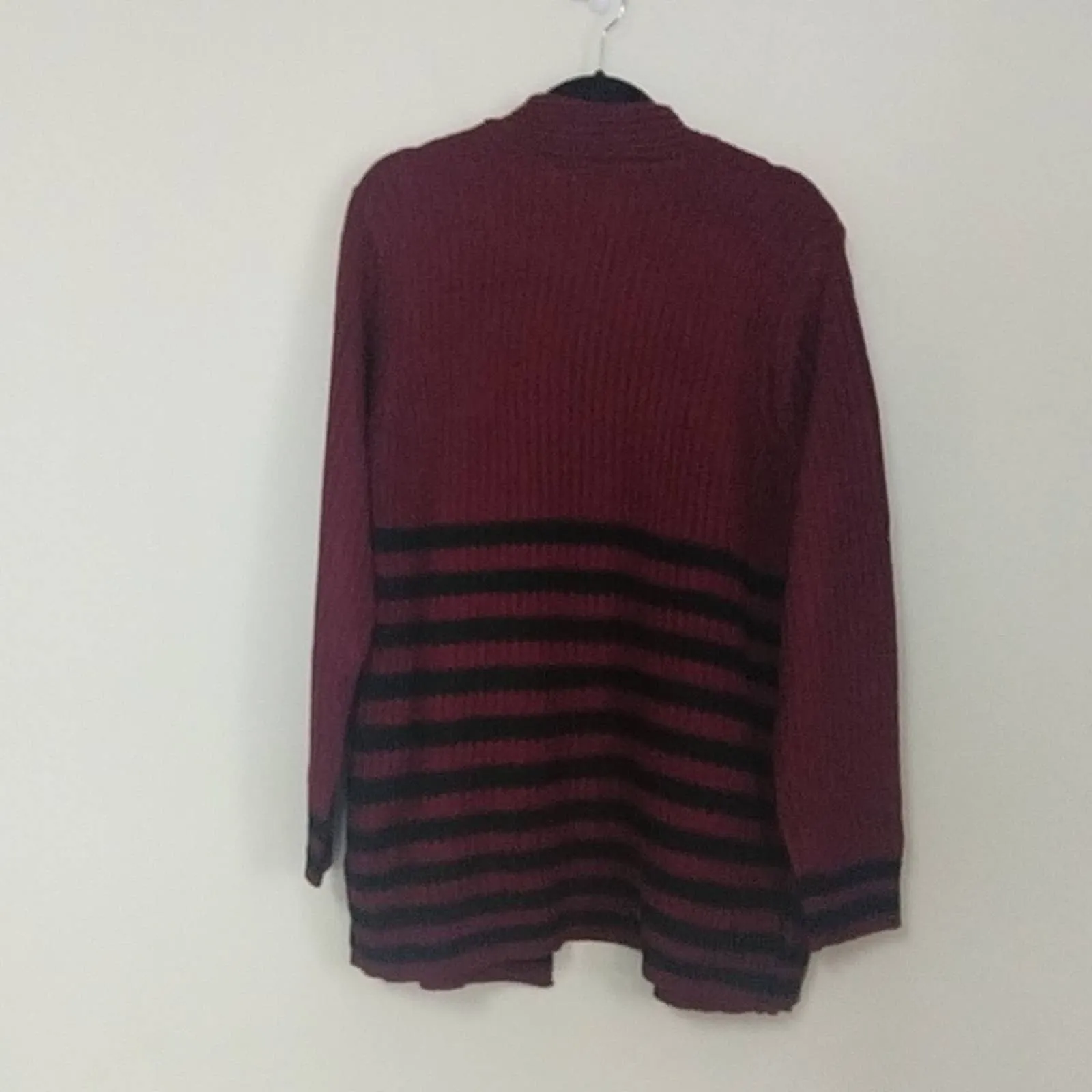 Jason Maxwell Striped Cardigan Deep Wine