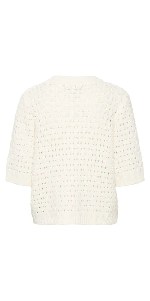 Kaffe Open Knit Cardy, white
