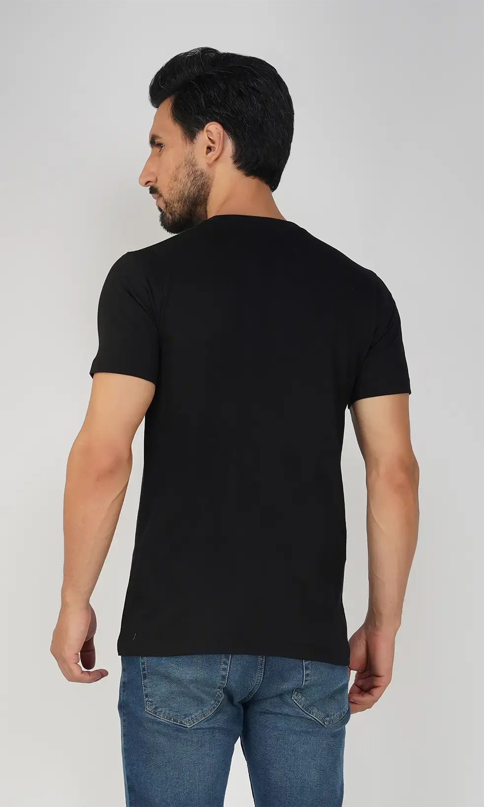 Mebadass Cotton Men's Basic Solid Halfsleeves T-shirts - Black