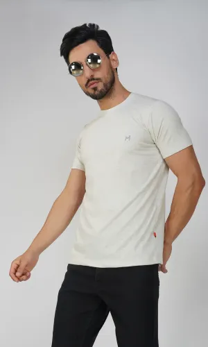 Mebadass Cotton Men's Basic Solid Halfsleeves T-shirts - Light Grey