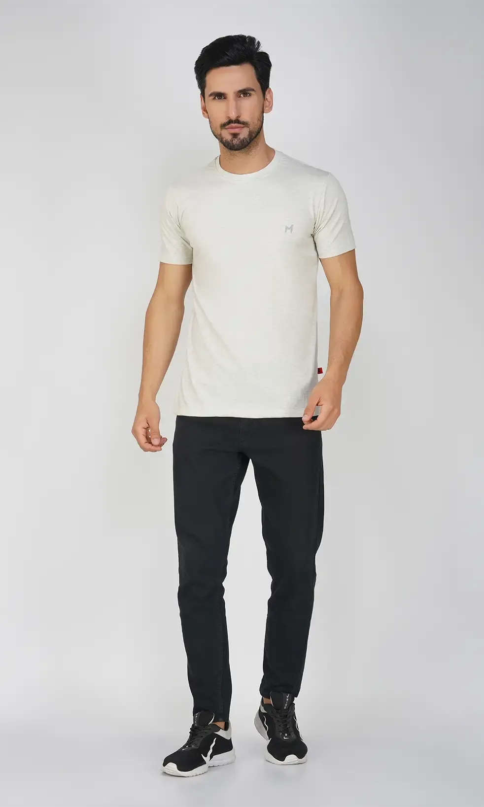 Mebadass Cotton Men's Basic Solid Halfsleeves T-shirts - Light Grey