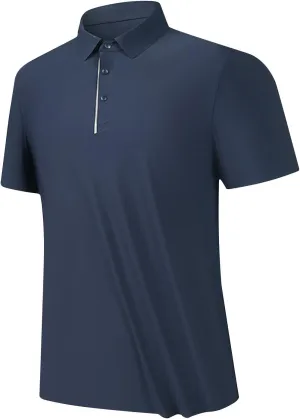 Mens Golf Shirts Short Sleeve Moisture Wicking Collared Shirt Business Casual Plain Tee Shirt Lightweight Big and Tall