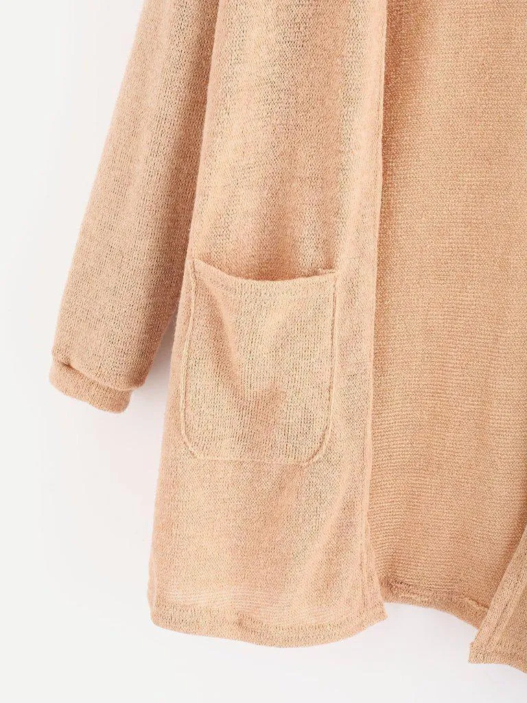 Open Front Sweater With Pockets