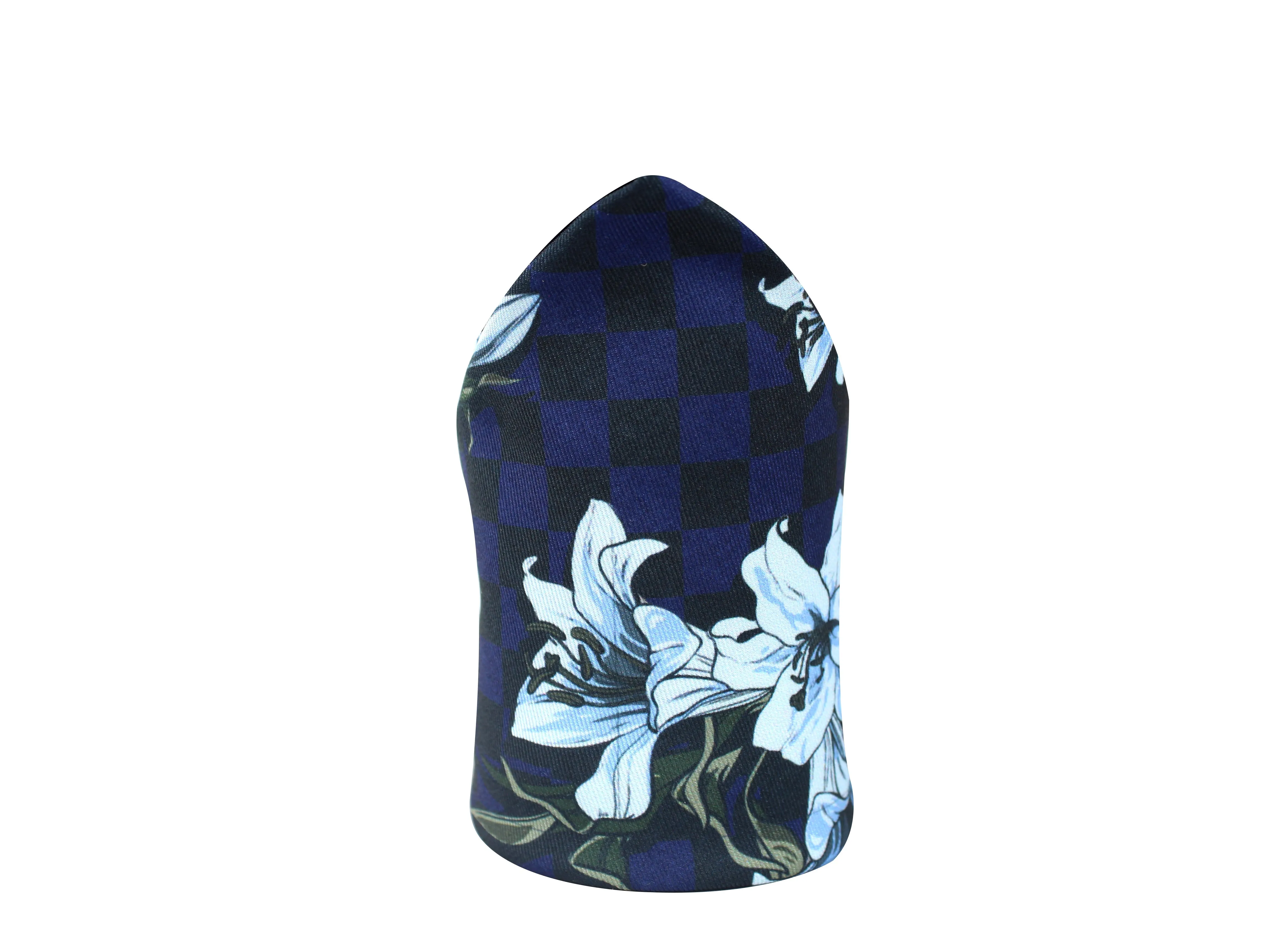 Peluche Checkered With Floral Print Pocket Square For Men