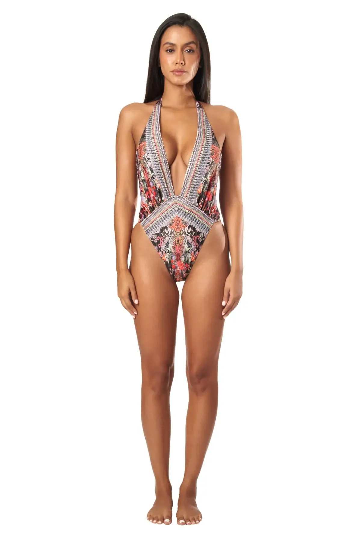 Plunging V-Neck One-Piece Swimsuit