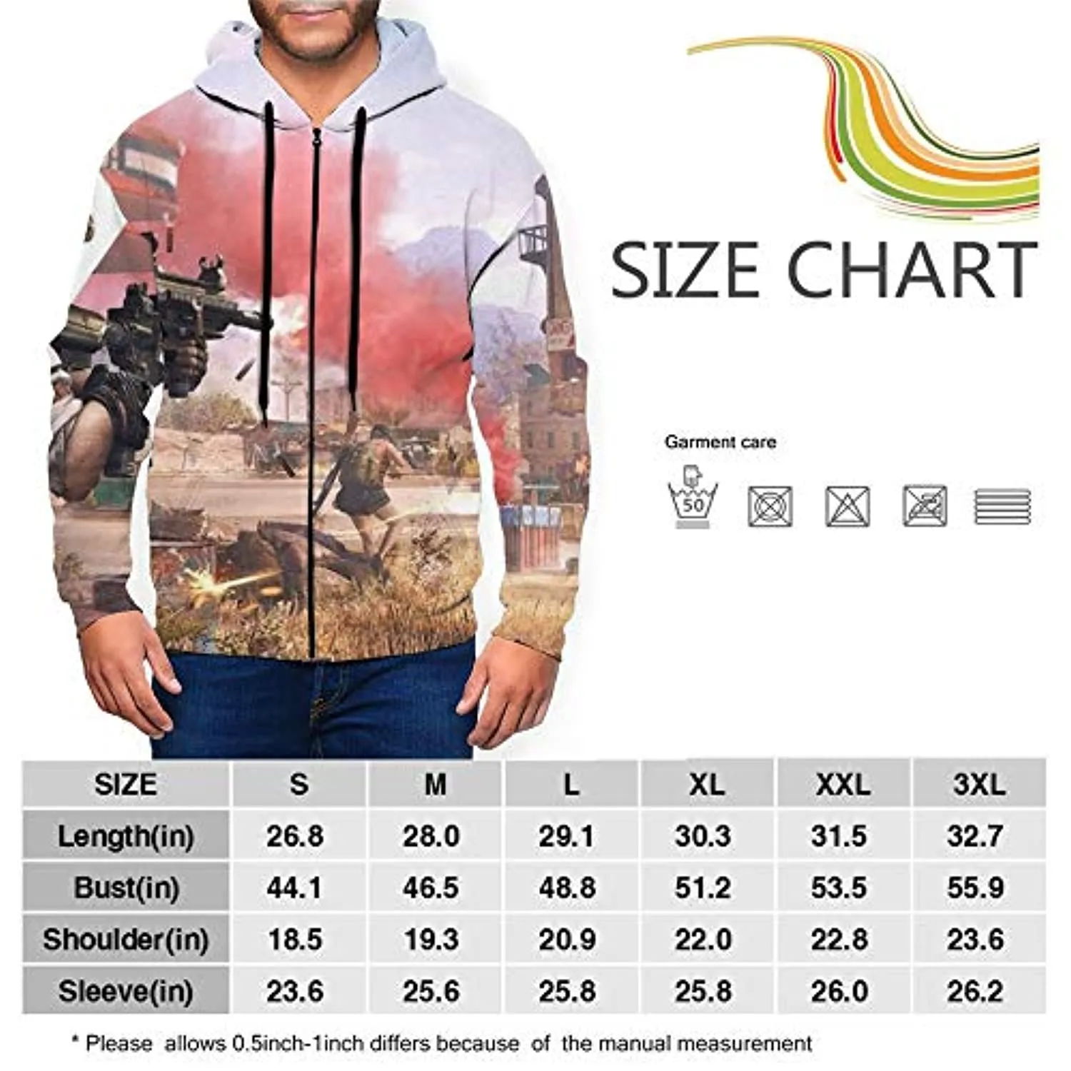 PUBG Hoodies - 3D Print Game Playerunknown's Battlegrounds Pullover with Pockets Colorful