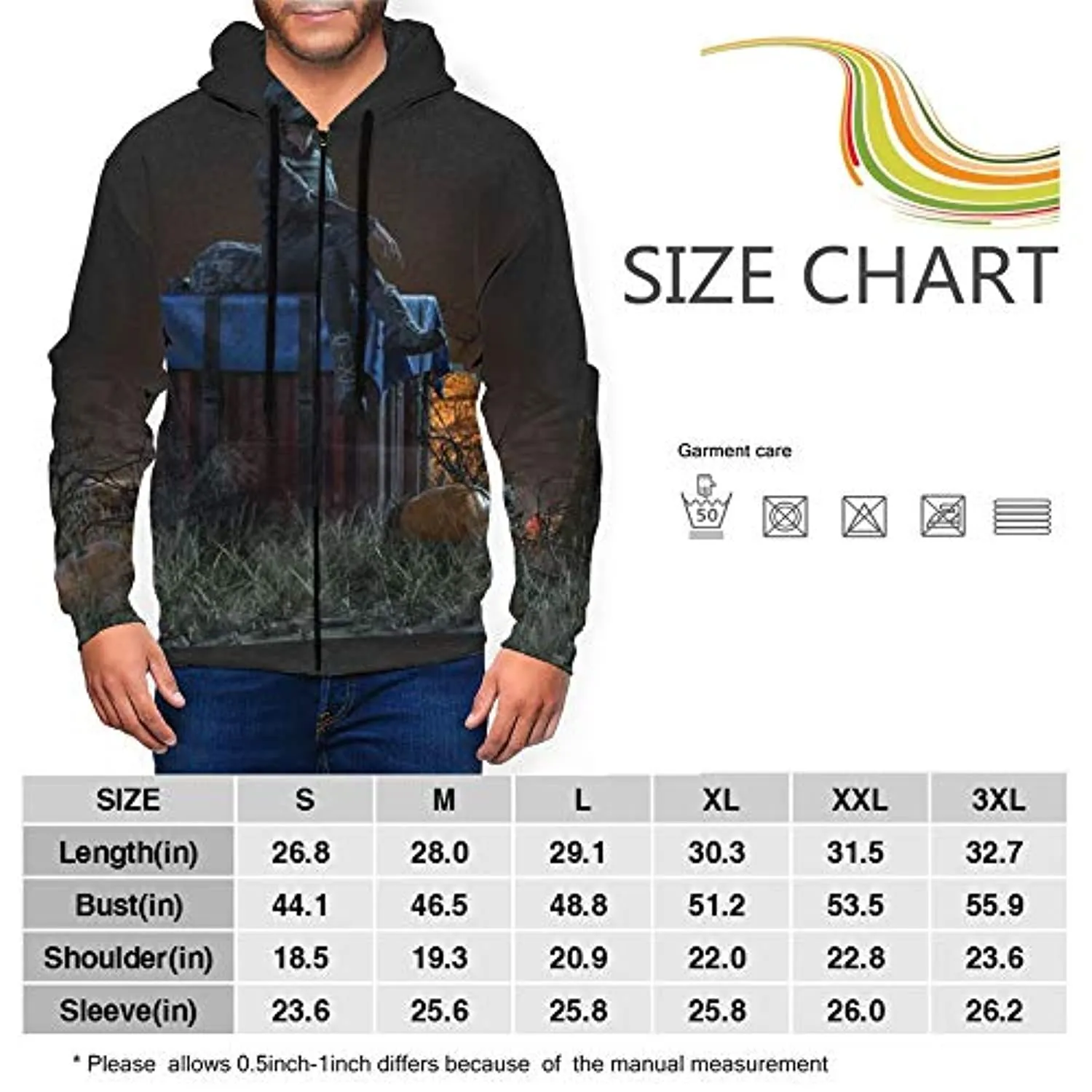 PUBG Hoodies - 3D Print Game Playerunknown's Battlegrounds Supply Crate Zipper Jacket with Pockets