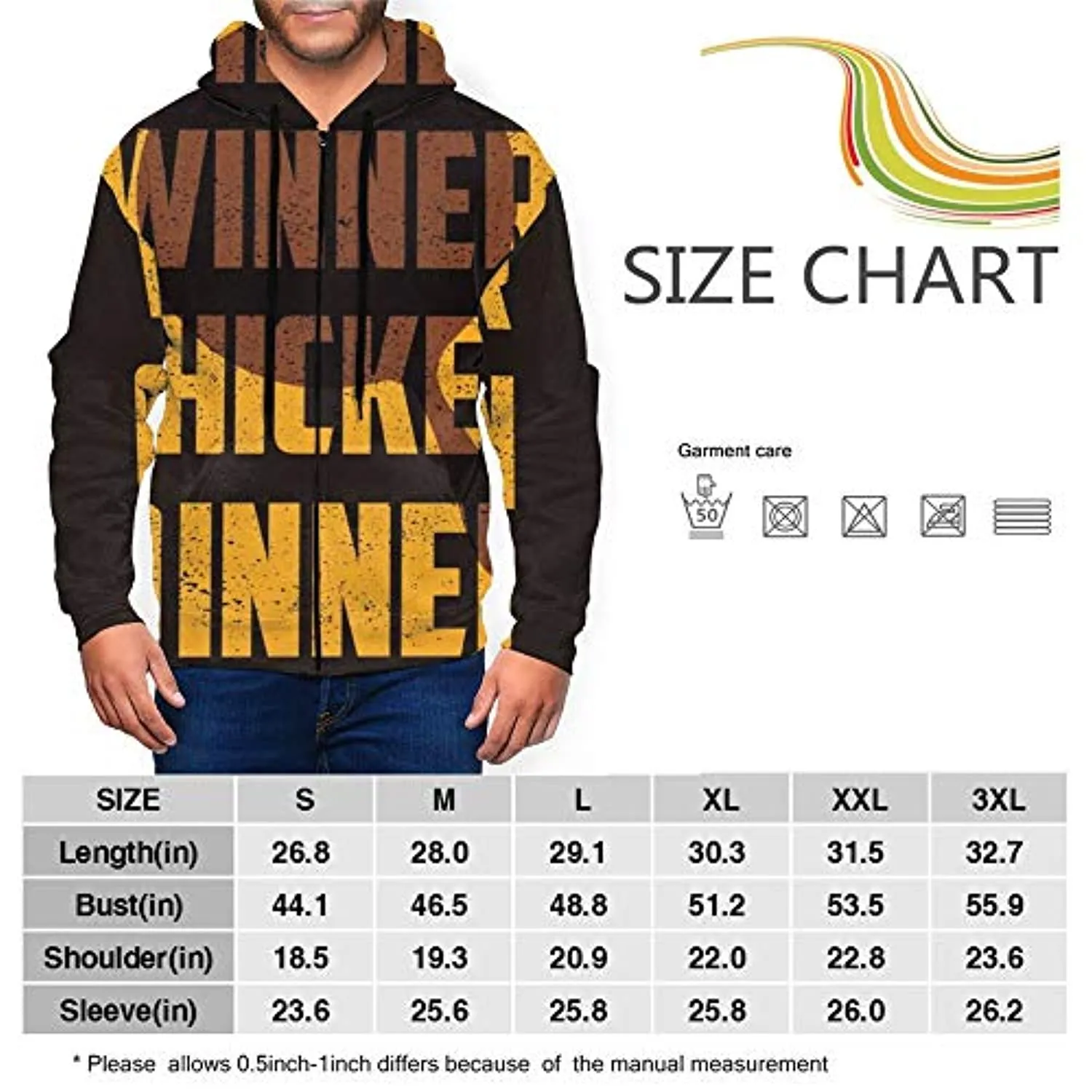 PUBG Hoodies - 3D Print Game Playerunknown's Battlegrounds Winner Winner Chicken Dinner Zipper Jacket with Pockets