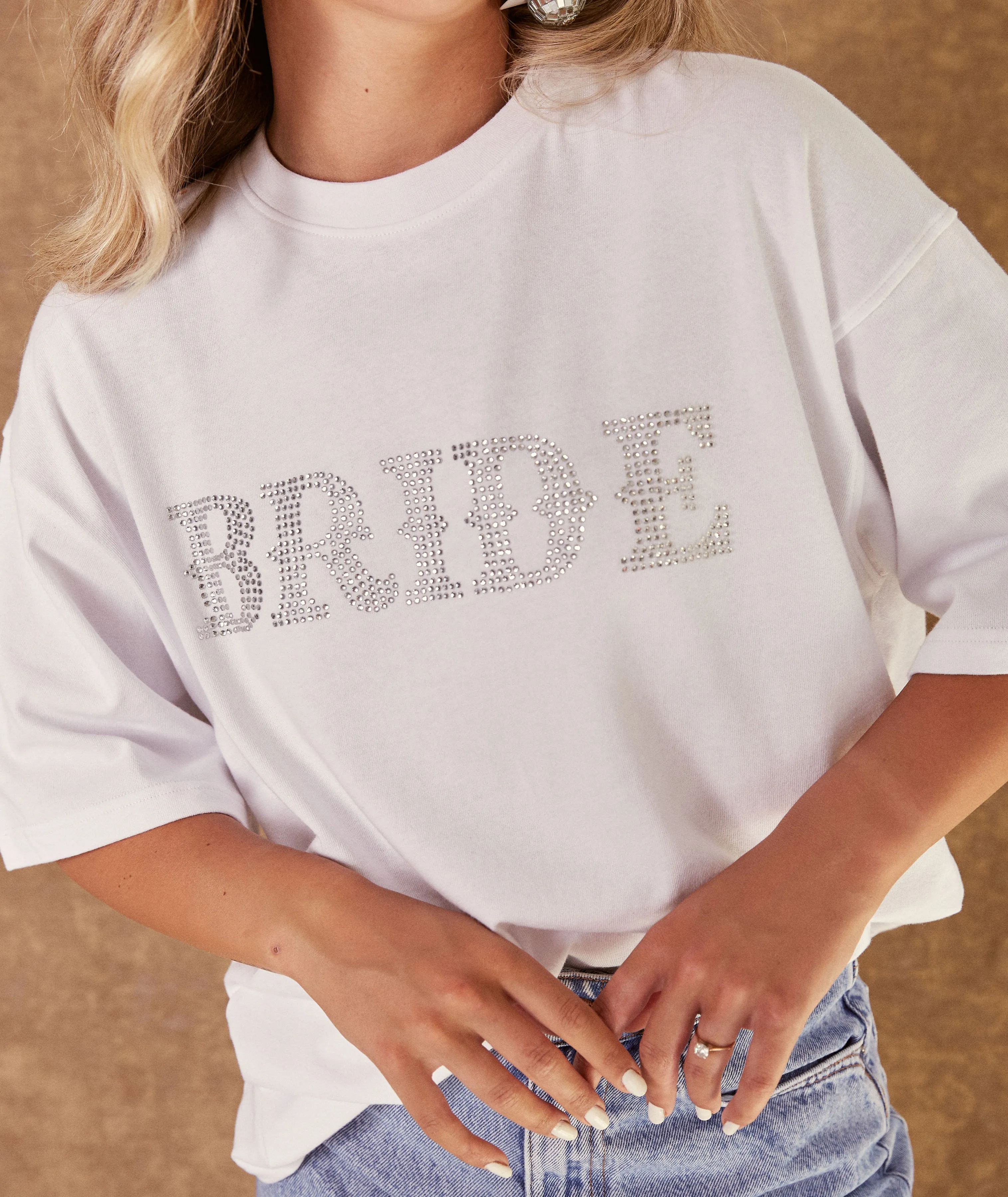 Rhinestone Bride Tee - White