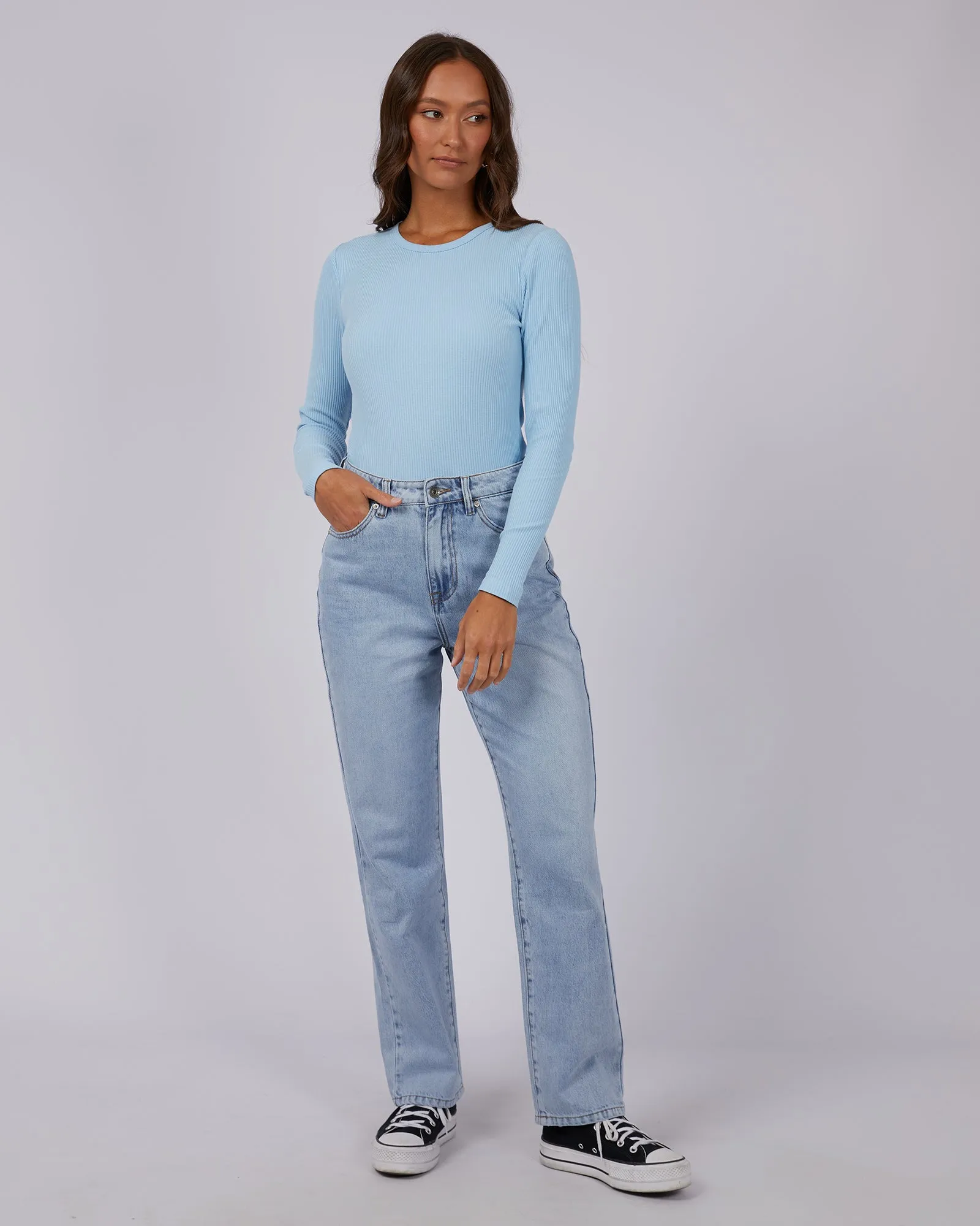 Rib Long Sleeve Sky Blue