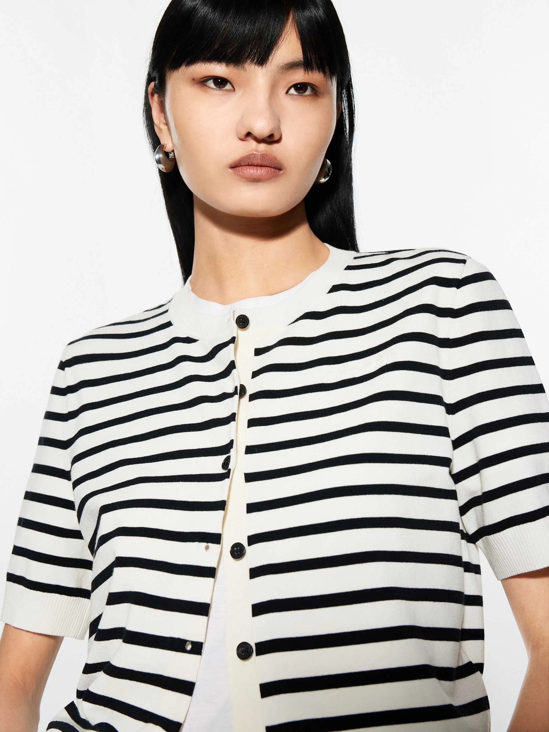 Round Neck Striped Cardigan