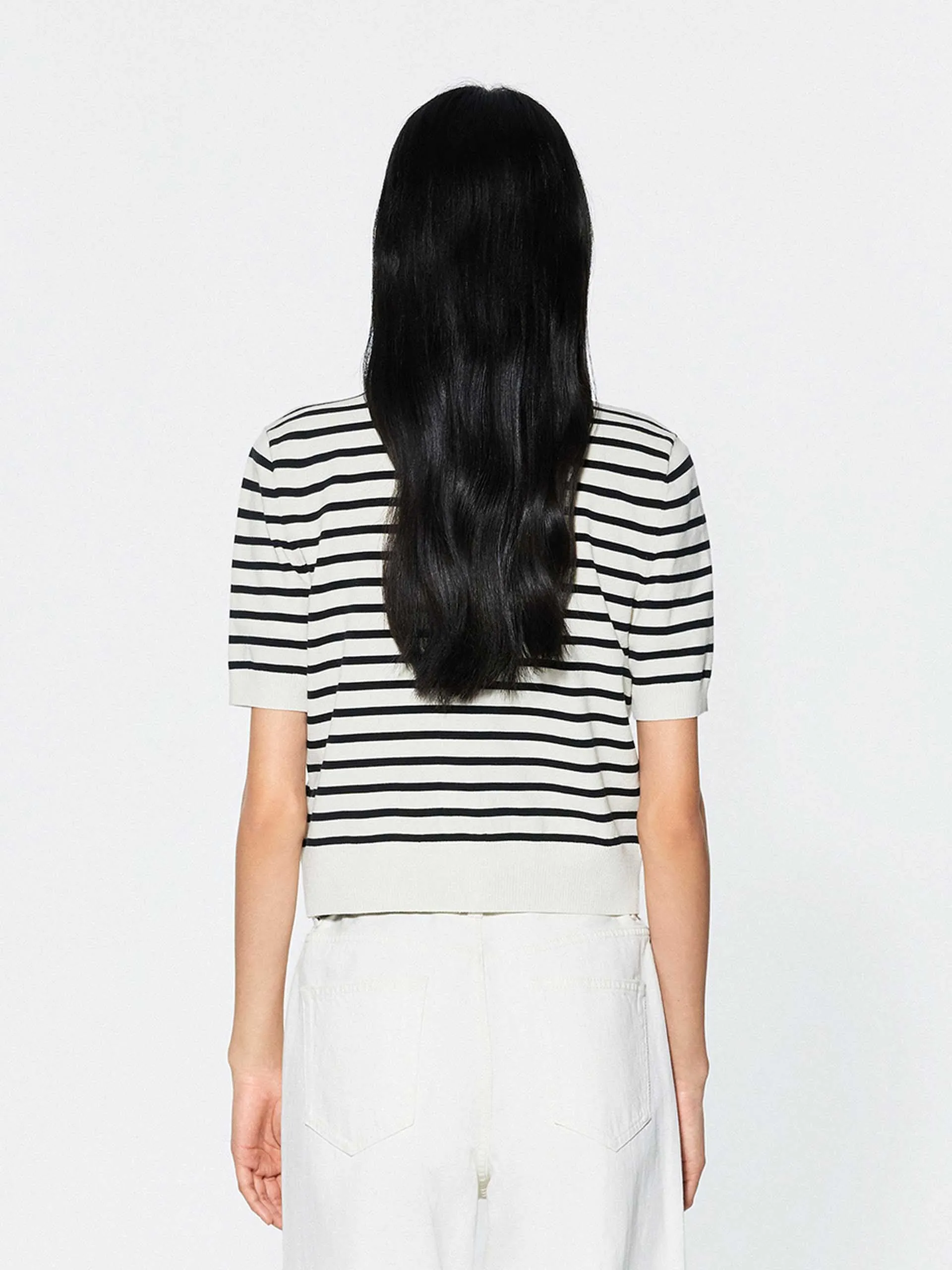 Round Neck Striped Cardigan