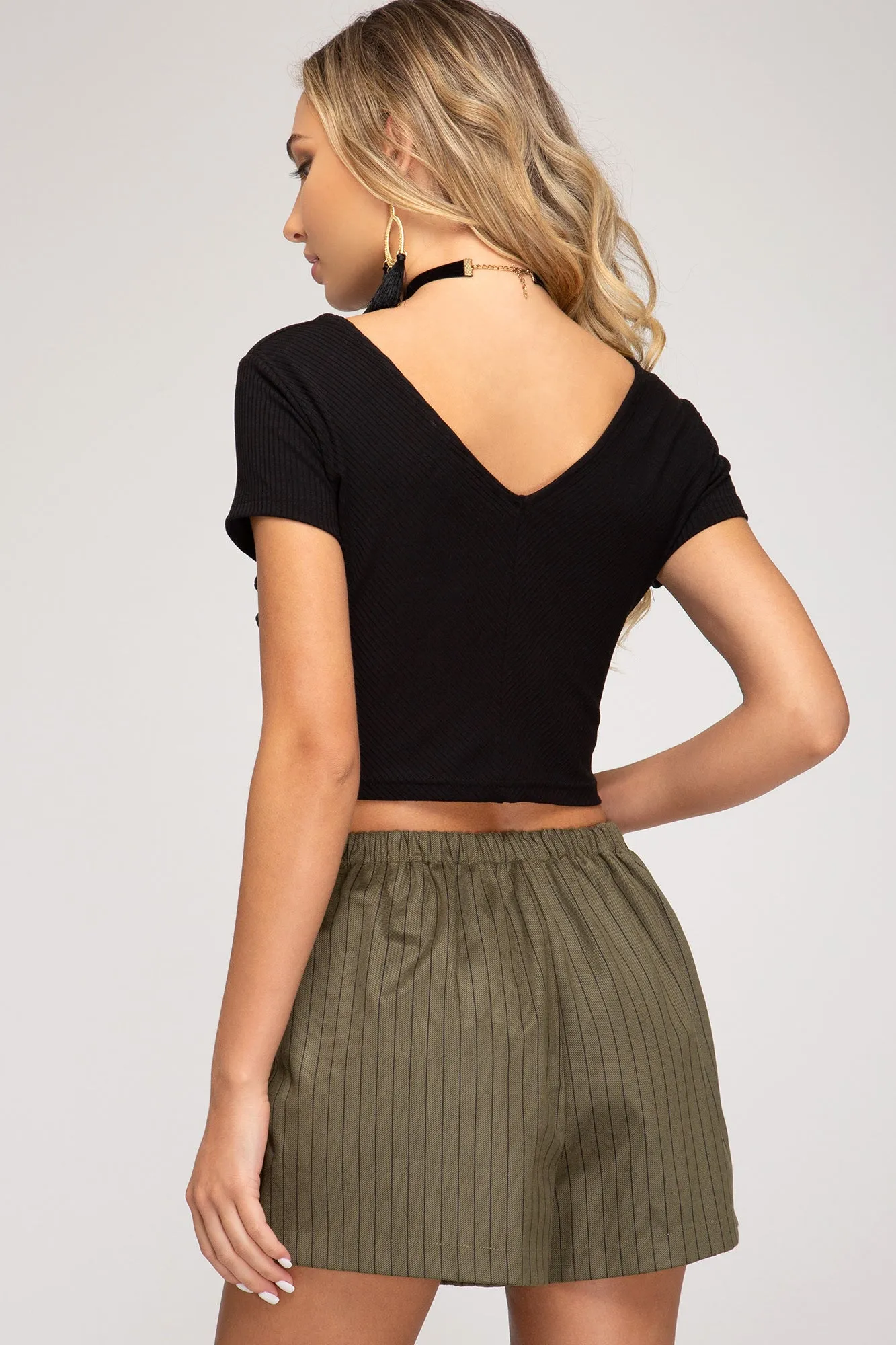 She And Sky Faux Suede Twill Skort In Olive