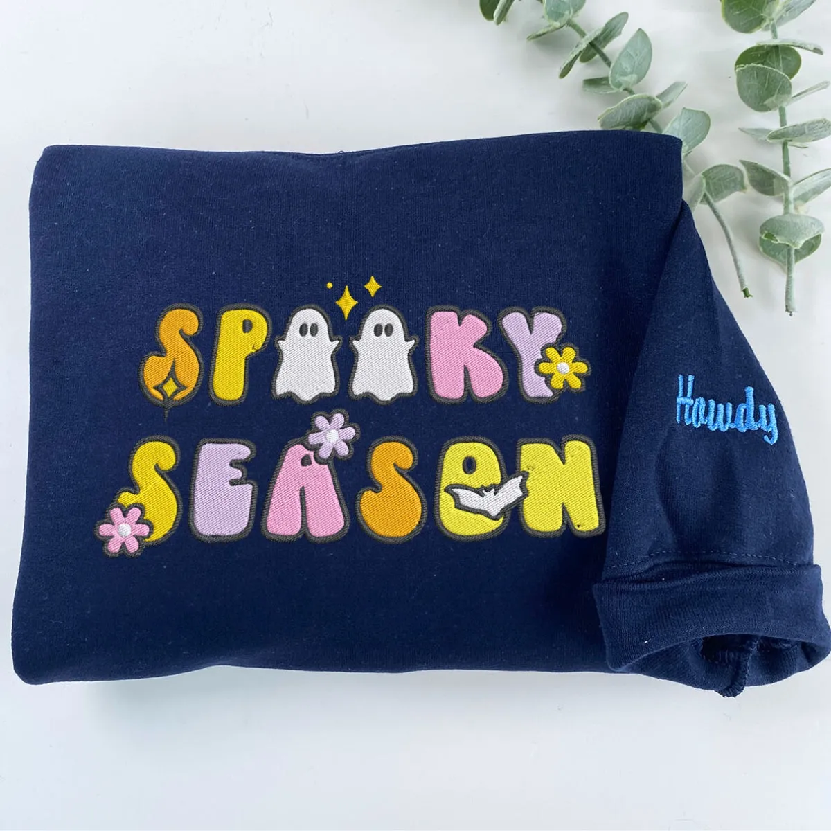 Spooky Season sweatshirt, Embroidered Halloween Sweatshirt Womens