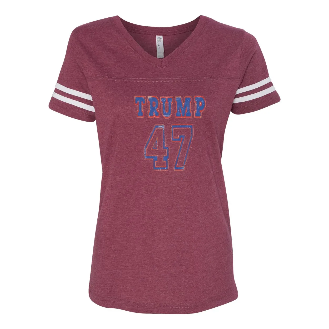Trump 47 Double Side Printed Women's Football V-Neck T-Shirt