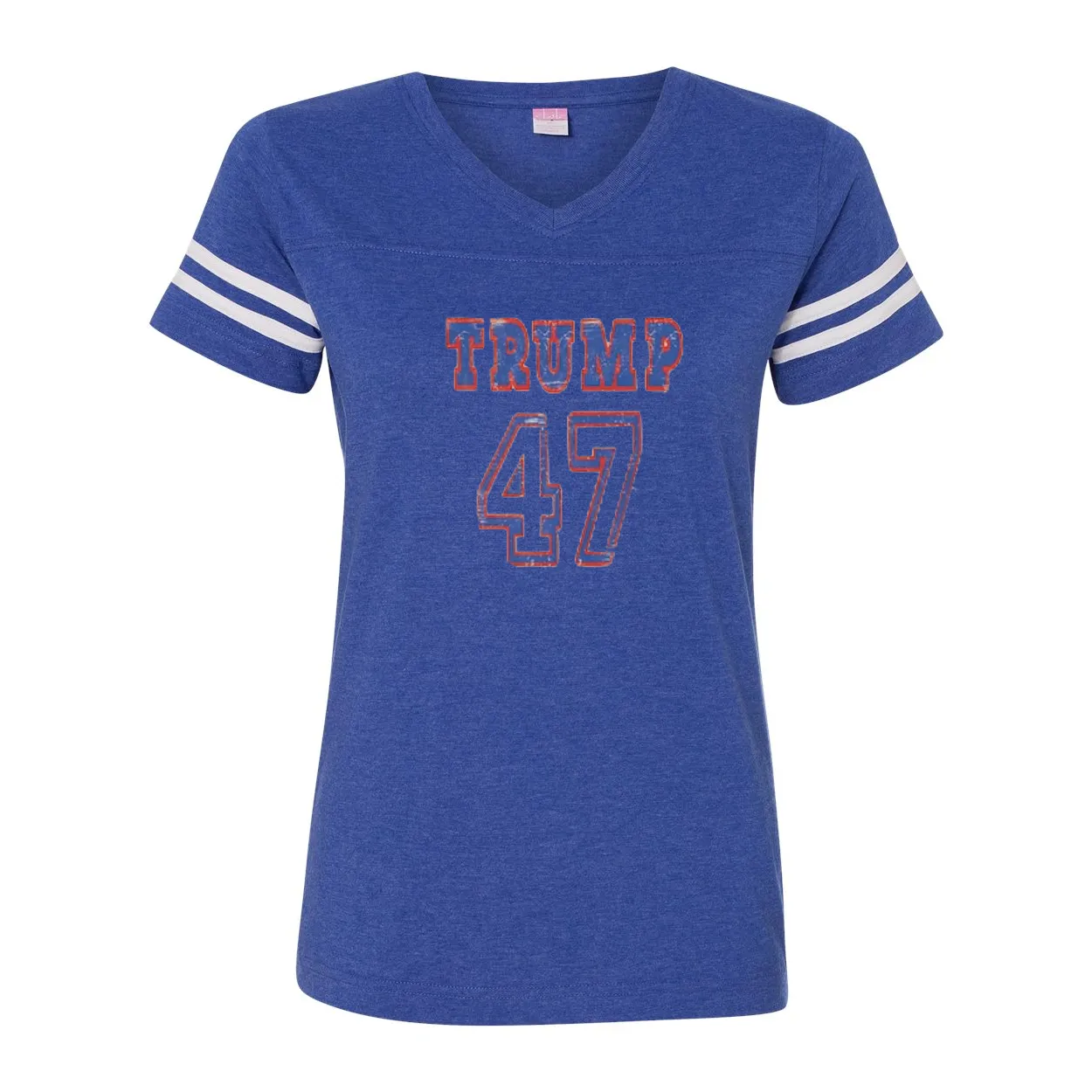 Trump 47 Double Side Printed Women's Football V-Neck T-Shirt