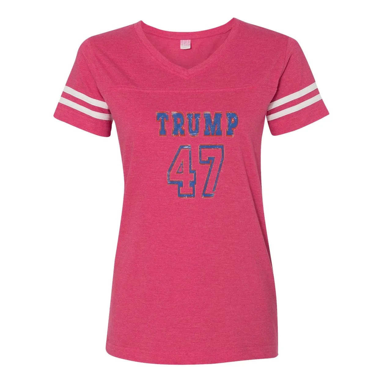Trump 47 Double Side Printed Women's Football V-Neck T-Shirt