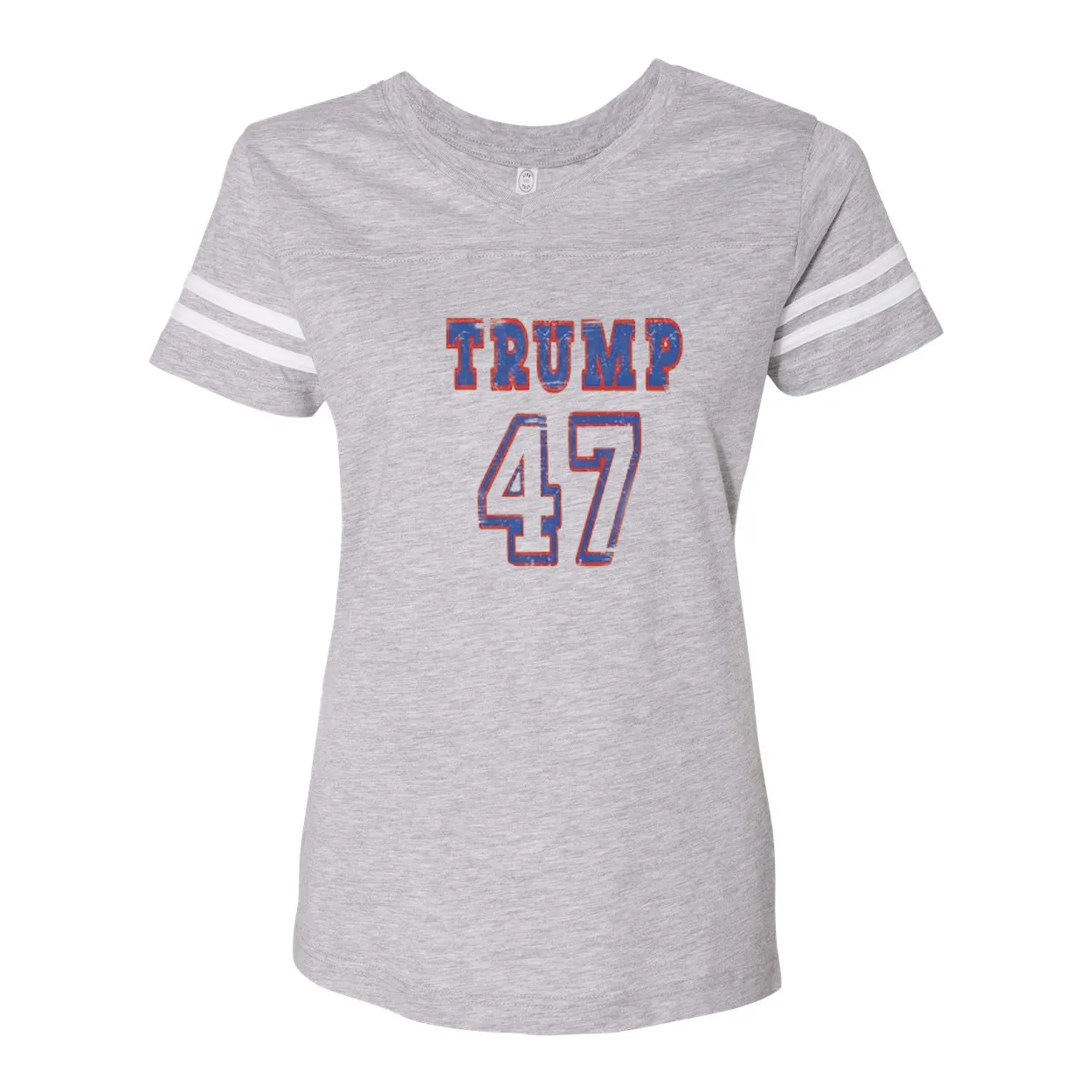 Trump 47 Double Side Printed Women's Football V-Neck T-Shirt