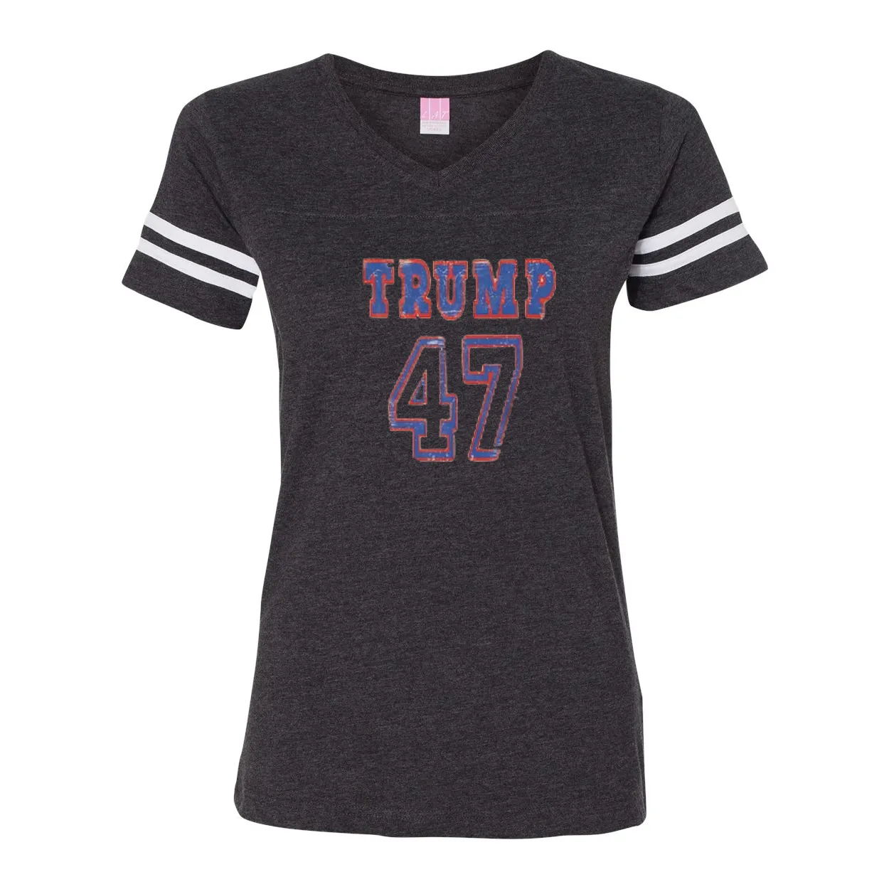 Trump 47 Double Side Printed Women's Football V-Neck T-Shirt