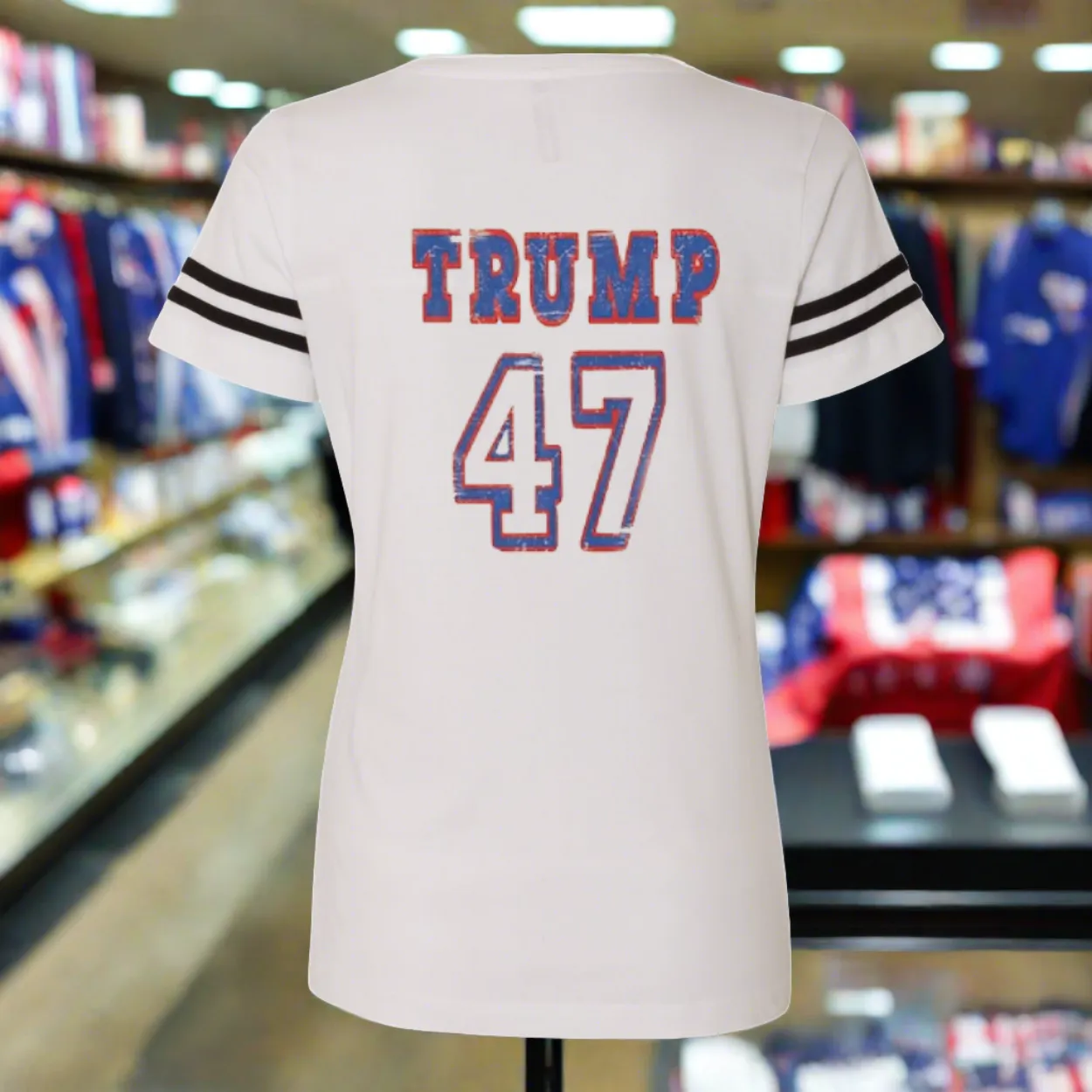 Trump 47 Double Side Printed Women's Football V-Neck T-Shirt