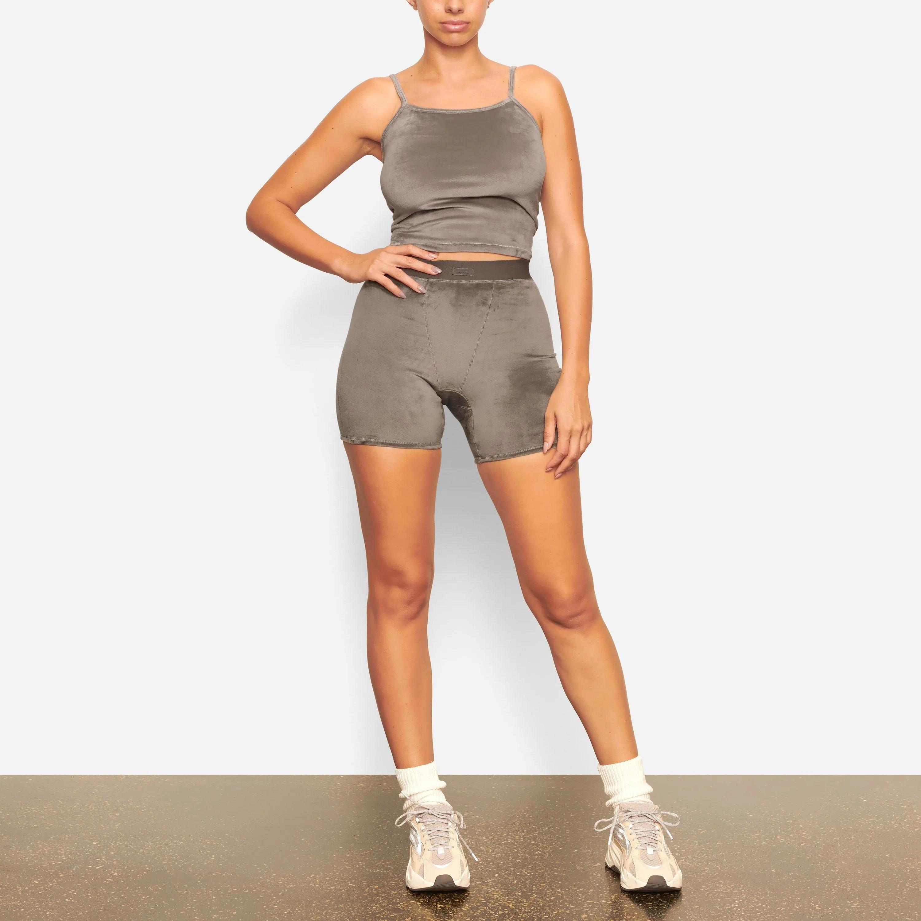 VELOUR CAMI | GUNMETAL