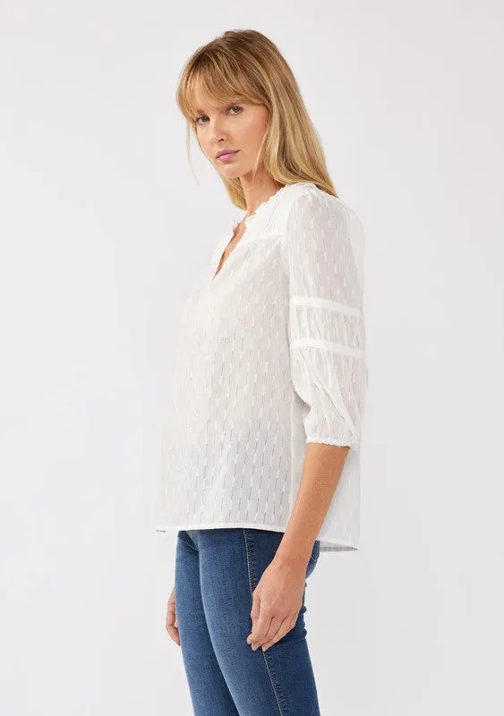 White Pinstripe Peasant Blouse