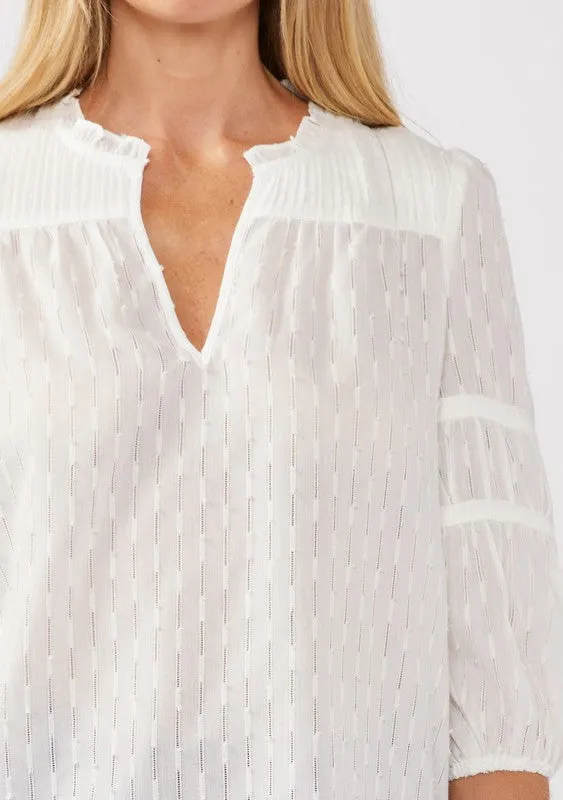 White Pinstripe Peasant Blouse