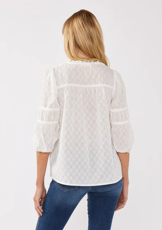 White Pinstripe Peasant Blouse