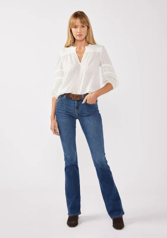 White Pinstripe Peasant Blouse