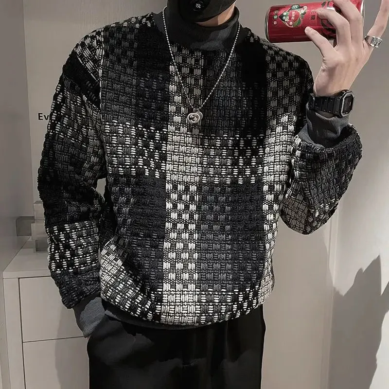 Wiaofellas  -  Fashion Stand Collar Loose All-match Color Sweatshirts Men's Clothing Winter Oversized Casual Tops Korean Sweatshirts