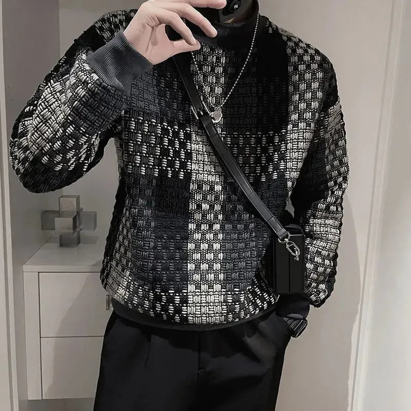 Wiaofellas  -  Fashion Stand Collar Loose All-match Color Sweatshirts Men's Clothing Winter Oversized Casual Tops Korean Sweatshirts