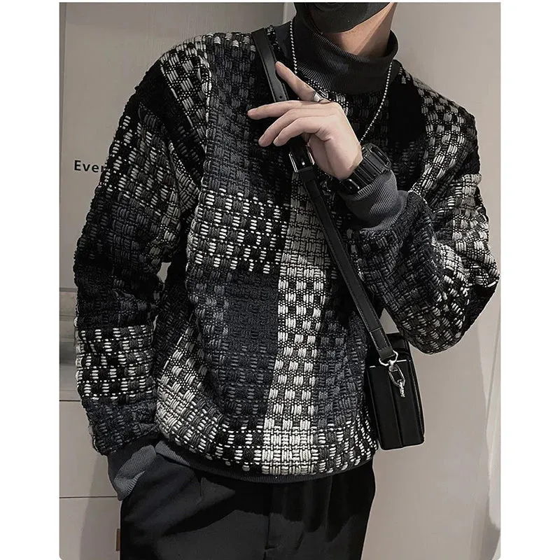Wiaofellas  -  Fashion Stand Collar Loose All-match Color Sweatshirts Men's Clothing Winter Oversized Casual Tops Korean Sweatshirts