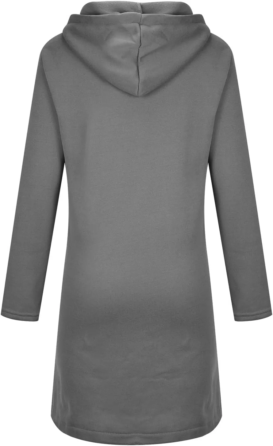 Womens Long Hoodies Long Sleeve Zip Up Solid Plain Hooded Pullover Drawstring Loose Fit Casual Fashion Fall Tops with Pocket