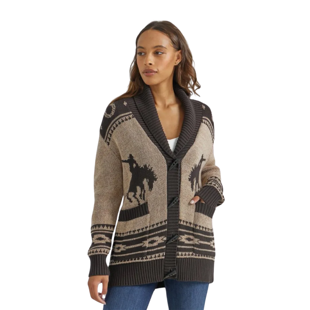 Womens Desert Chocolate Knit Cardigan for Wrangler