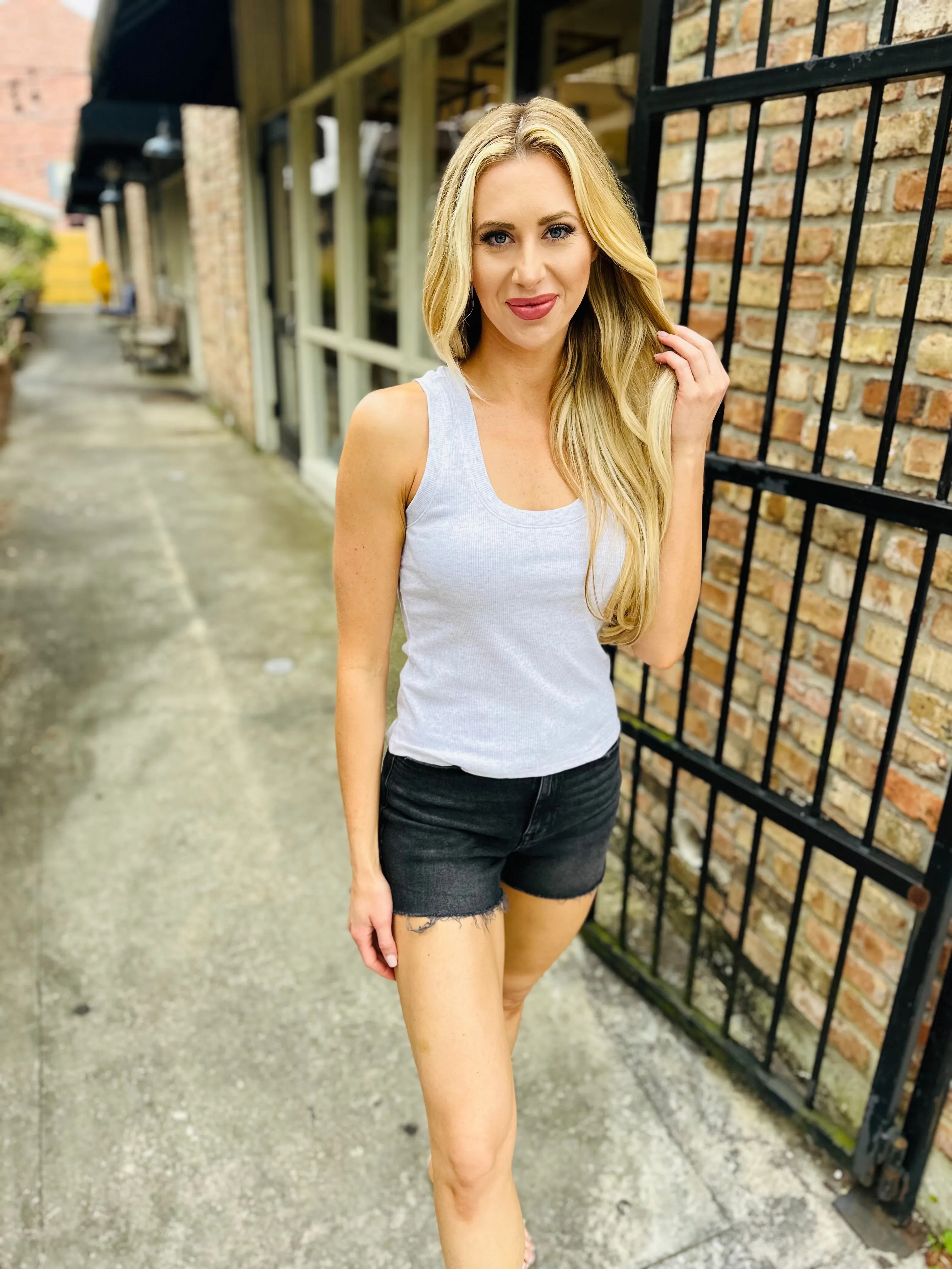 Z Supply Sirena Ribbed Tank- Lt Heather Grey