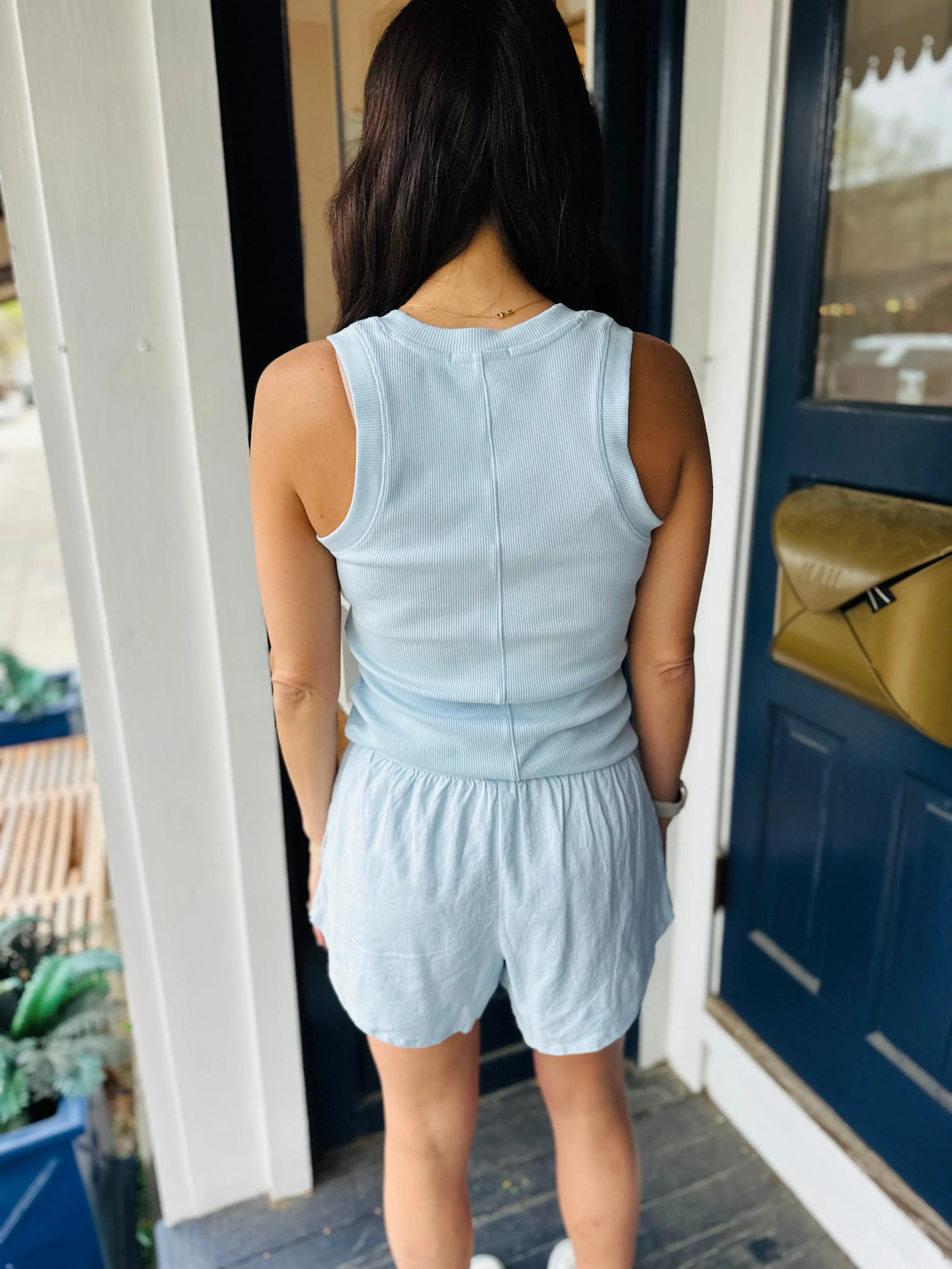 Z Supply Sirena Ribbed Tank- Salt Water Blue