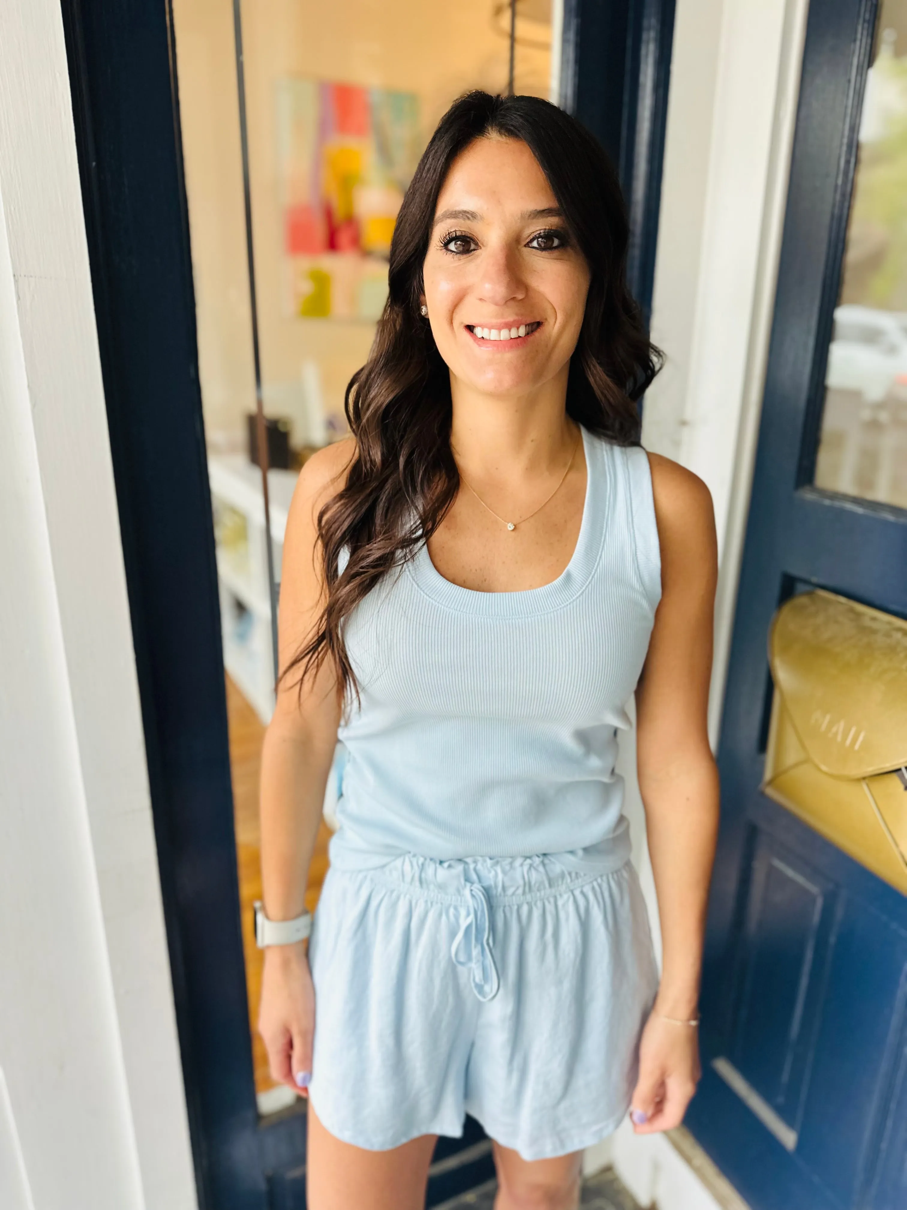 Z Supply Sirena Ribbed Tank- Salt Water Blue